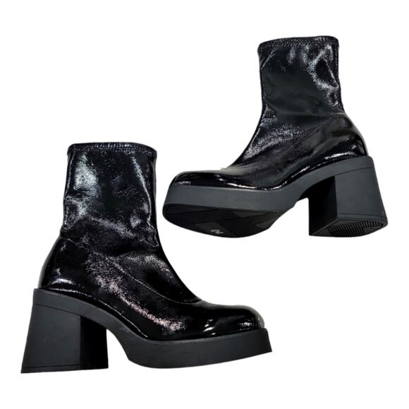 Call It Spring Black Patent Ankle Boots - Picture 1 of 4